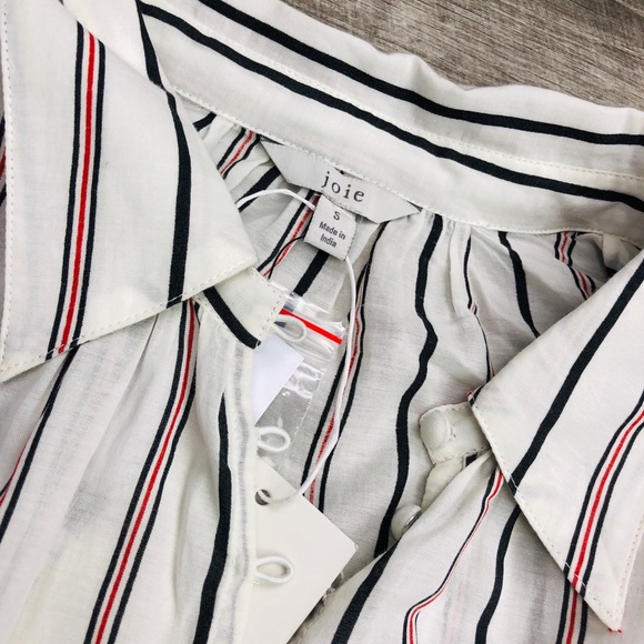 NWT JOIE MINYA STRIPE COLLAR BUTTON DOWN BLOUSE - Picture 5 of 9